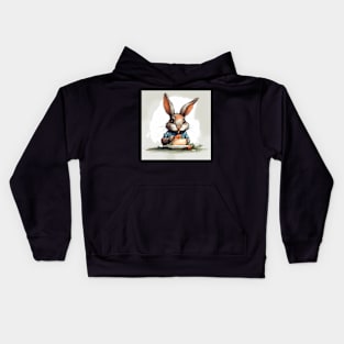 Cute Bunny Eating Carrot Cake Type 2 Kids Hoodie